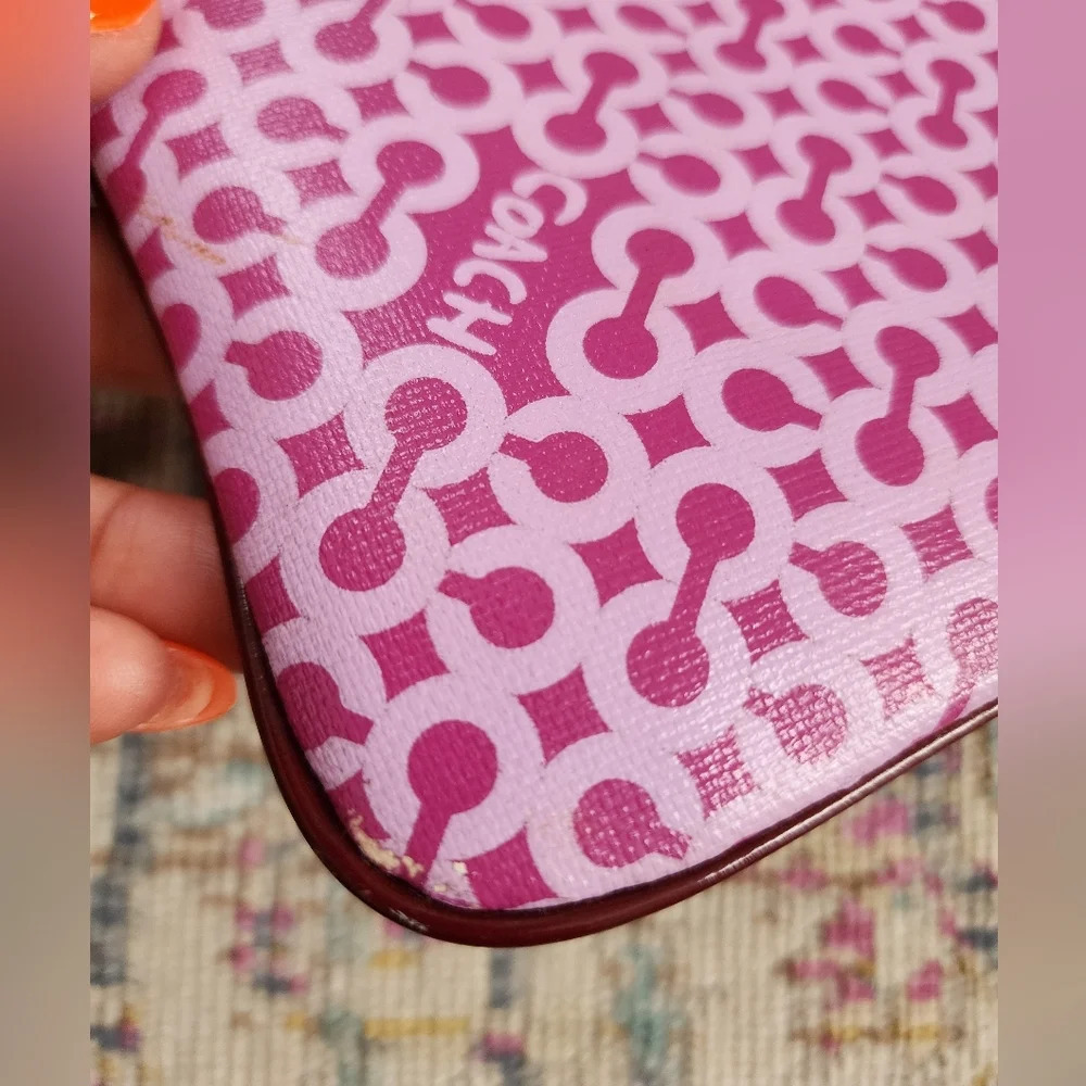 Coach Penelope Op Art Pink Coated Canvas Swingpack Crossbody Bag Handbag Purse - Picture 11 of 16